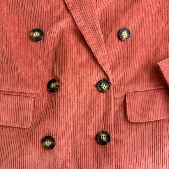 J.CREW Nalya Double Breasted Corduroy Blazer 2 Coral Orange Relaxed NWT B39 - Picture 4 of 5